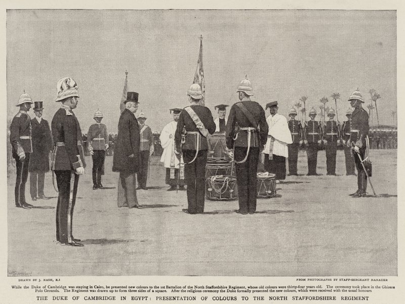 Hertugen af Cambridge i Egypten, overrækkelse af faner til North Staffordshire Regimentet af Joseph Nash