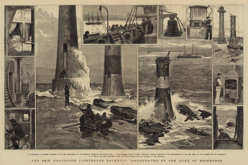 The New Eddystone Lighthouse for nylig indviet af hertugen af Edinburgh af Joseph Nash
