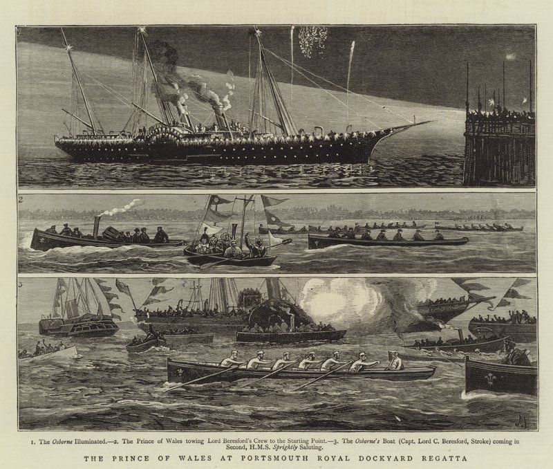 Prinsen af Wales ved Portsmouth Royal Dockyard Regatta af Joseph Nash