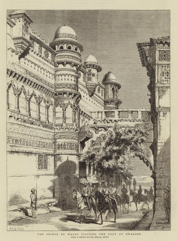 Prinsen af Wales besøger fortet i Gwalior af Joseph Nash