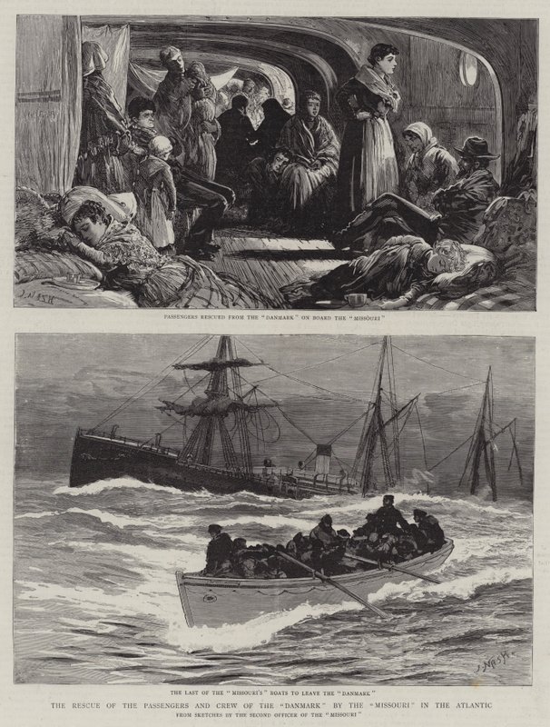 Redningen af Danmarks passagerer og besætning ved Missouri i Atlanterhavet af Joseph Nash