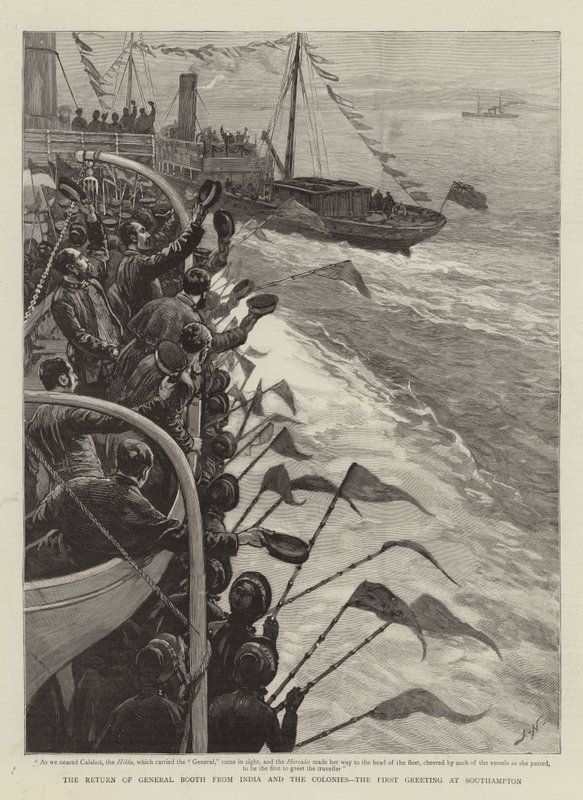 General Booths tilbagevenden fra Indien og kolonierne, den første hilsen i Southampton af Joseph Nash