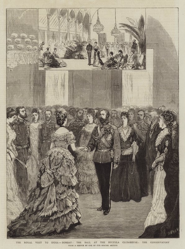 Det kongelige besøg i Indien, Bombay, bal i Byculla Club-House, konservatoriet af Joseph Nash