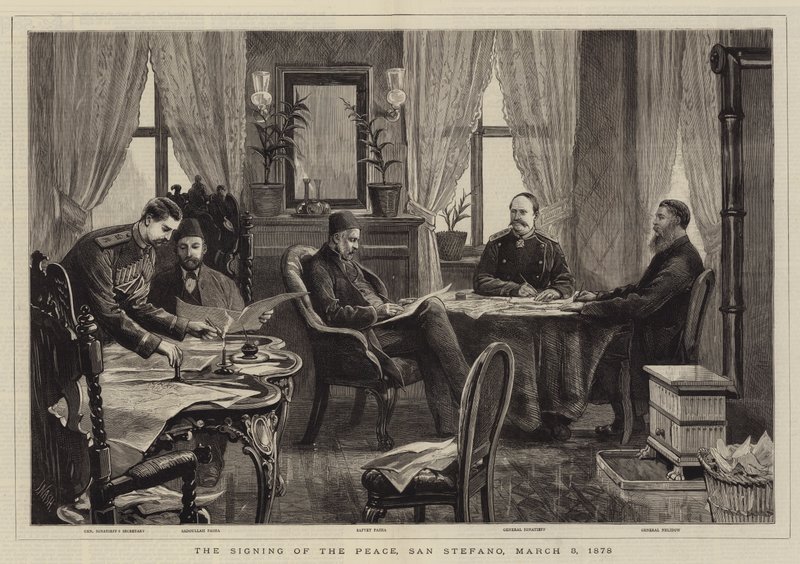Underskrivelsen af freden, San Stefano, 3. marts 1878 af Joseph Nash