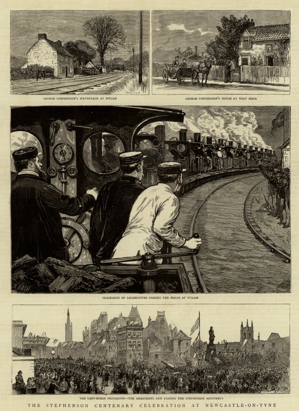 Stephensons hundredeårsfejring i Newcastle-on-Tyne af Joseph Nash