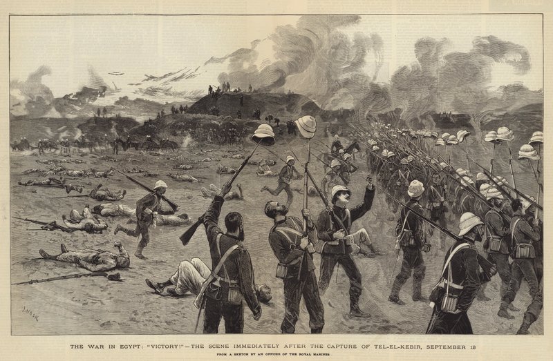 Krigen i Egypten, sejr!, scenen umiddelbart efter erobringen af Tel-el-Kebir, 13. september af Joseph Nash