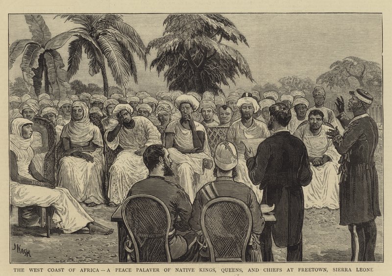 Afrikas vestkyst, en fredspalver af indfødte konger, dronninger og høvdinge i Freetown, Sierra Leone af Joseph Nash