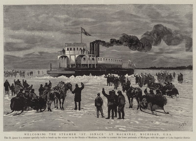 Byder velkommen til Steamer St Ignace i Mackinac, Michigan, USA af Joseph Nash