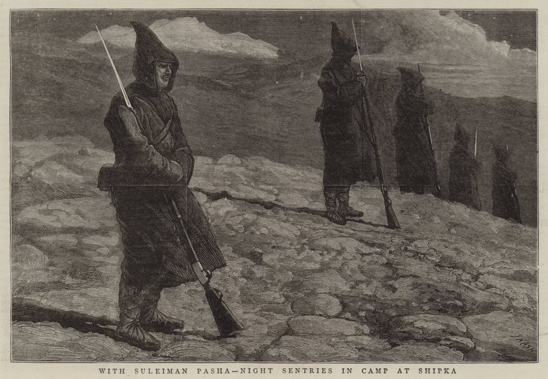 Med Suleiman Pasha, Nattevagter i lejren ved Shipka af Joseph Nash