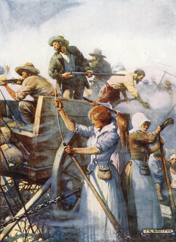 Ved siden af dem stod kvinderne stille og lastede våben af Joseph Ratcliffe Skelton