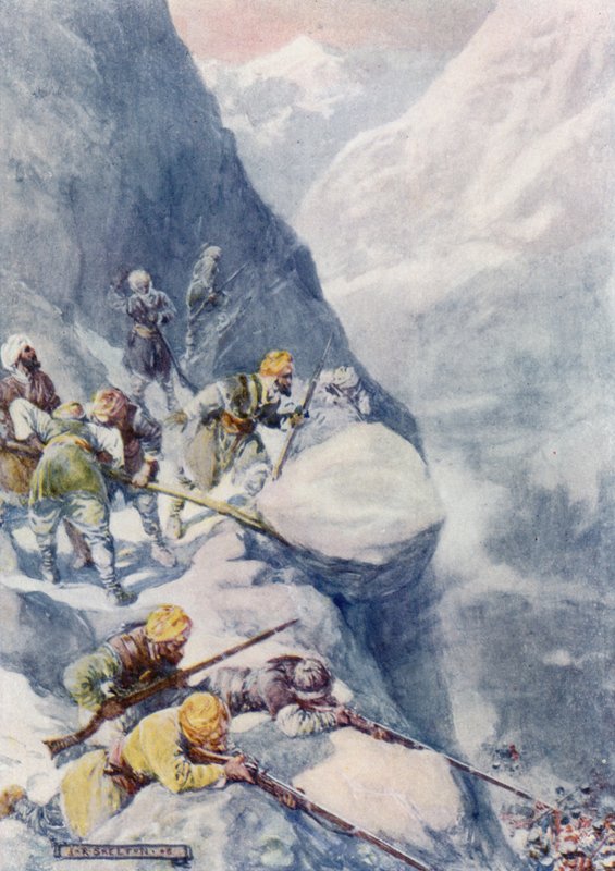 Knust af rullende sten, mejet ned af salve af musketskud faldt mændene i hundredvis af Joseph Ratcliffe Skelton