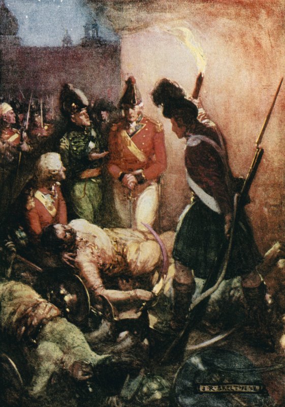Tippoo Sultans lig blev fundet begravet under deres tilhængere af Joseph Ratcliffe Skelton