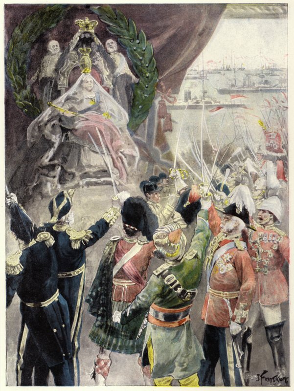 Queen Victorias karakter: Supremacy (farve litho) af Joseph (after) Finnemore