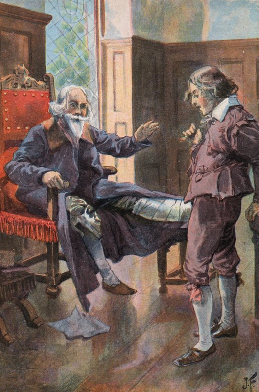 Robinson Crusoe: Min far giver mig fremragende råd (farve litho) af Joseph (after) Finnemore