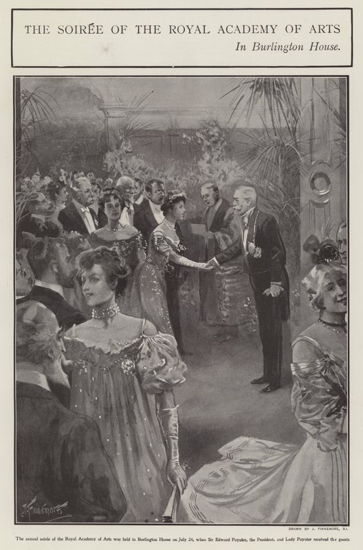 Soiree for Royal Academy of Arts i Burlington House, London (litografi) af Joseph (after) Finnemore