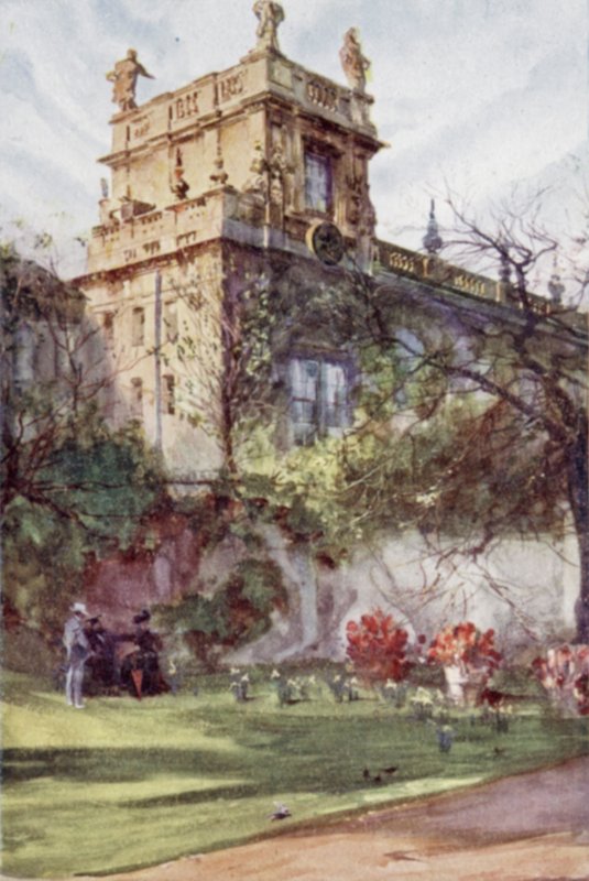 Trinity College Chapel, fra Balliol Gardens (farve litho) af Joseph (after) Finnemore