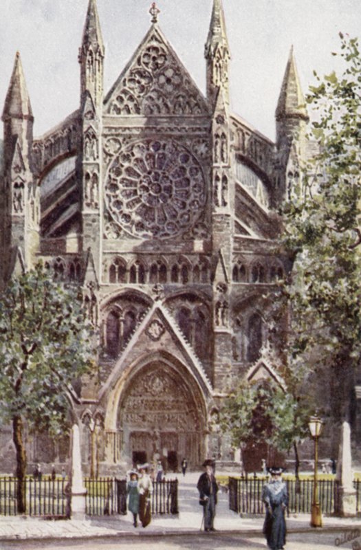 Westminster Abbey, det nordlige tværskib (farvelitografi) af Joseph (after) Finnemore
