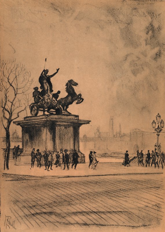Boadicea, Westminster Bridge (litho) af Joseph (after) Pennell