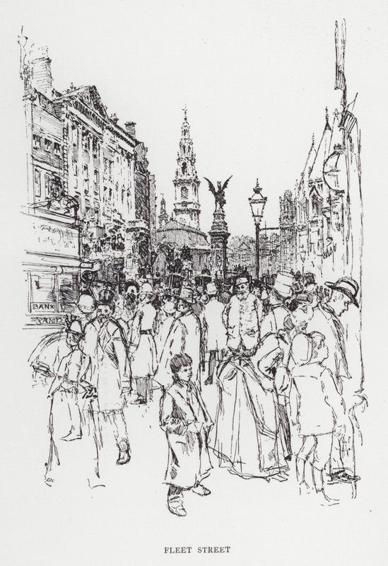 Fleet Street (litho) af Joseph (after) Pennell