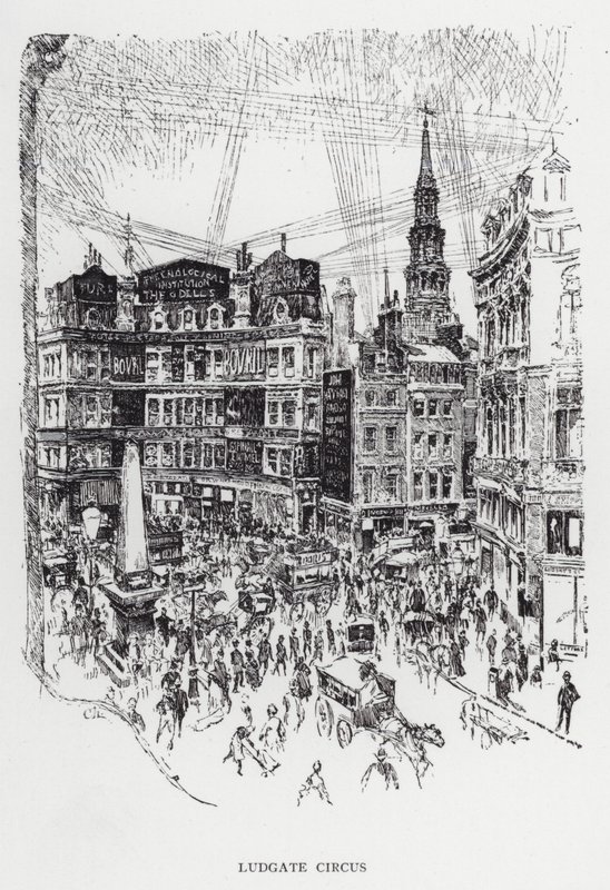 Ludgate Circus (litho) af Joseph (after) Pennell