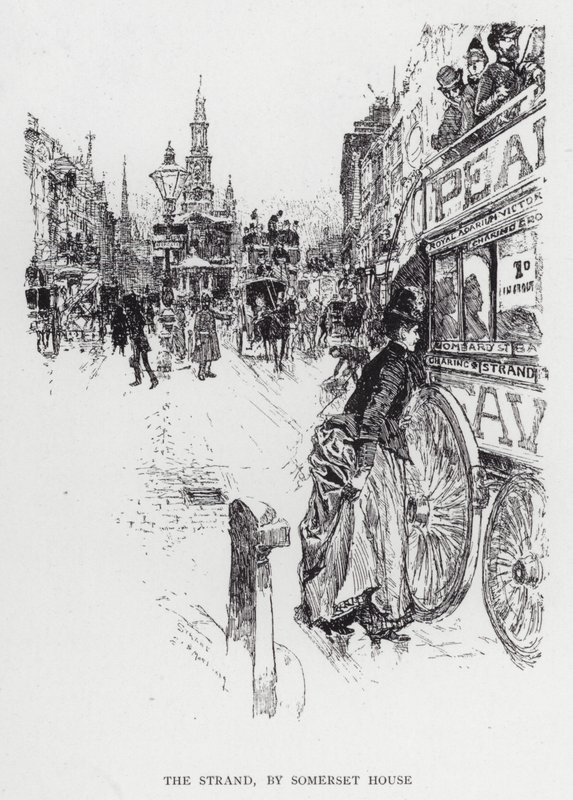 The Strand, af Somerset House (litho) af Joseph (after) Pennell