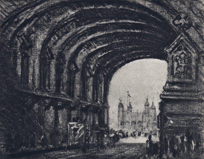 Tårnet, fra Tower Bridge (litho) af Joseph (after) Pennell