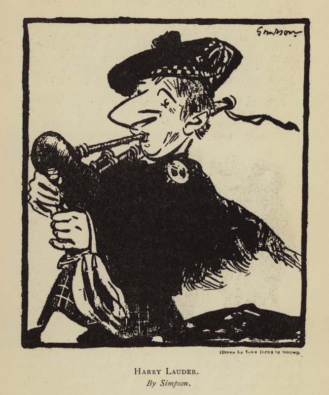 Harry Lauder, skotsk sanger og komiker (litho) af Joseph (after) Simpson