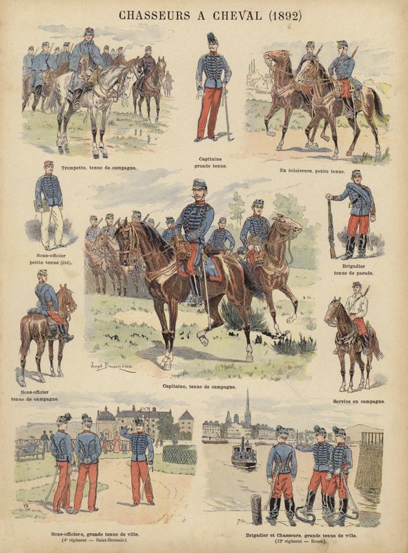 Chasseurs a cheval i den franske hær af Joseph Charles (after) Beuzon