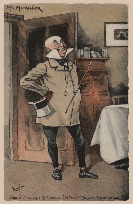 Mr Micawber, David Copperfield (farve litho) af Joseph Clayton  Clarke