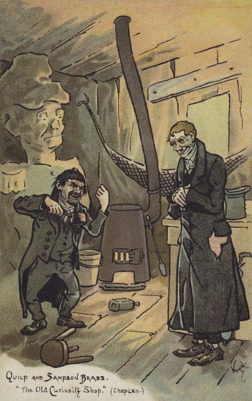 Quilp og Sampson Brass, The Old Curiosity Shop af Joseph Clayton Clarke