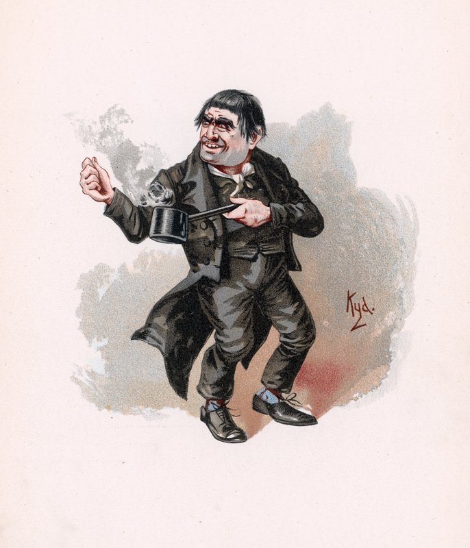 Quilp, illustration fra "Character Sketches from Charles Dickens", ca. 1890 af Joseph Clayton Clarke