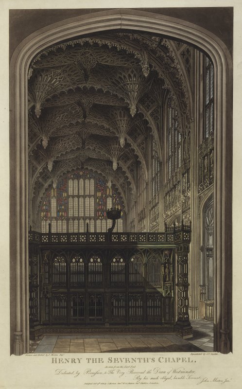 Henry VII Chapel, Westminster Abbey, London (akvatint) af Joseph Constantine Stadler