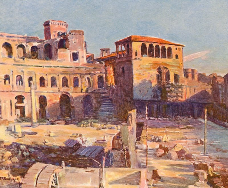 Rom: Trajans march (farvelitografi) af Joseph Felix Bouchor