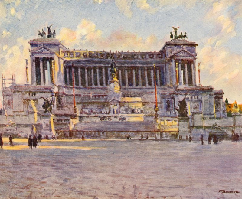 Rom: Victor Emmanuel-monumentet (farvelitografi) af Joseph Felix Bouchor