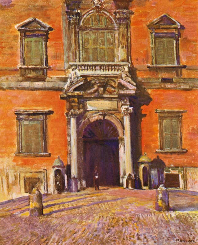 Rom: Quirinal, indgangsporten (farvelitografi) af Joseph Felix Bouchor