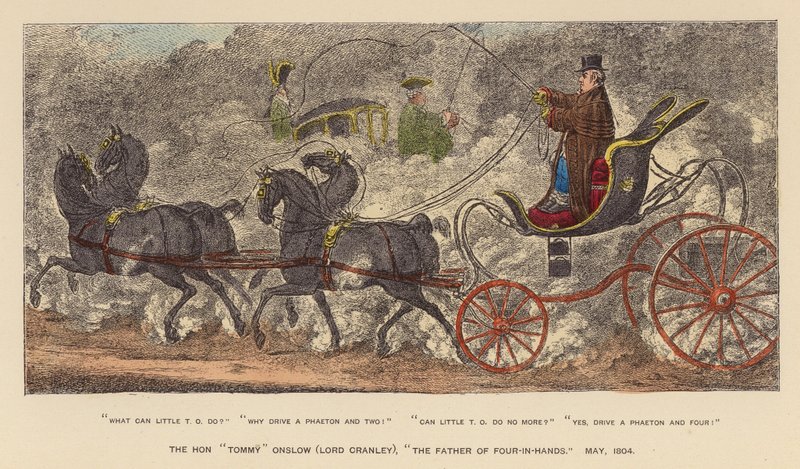 The Hon "Tommy" Onslow (Lord Cranley), "The Father of Four-in-Hands", maj 1804 (koloreret stik) af Joseph Grego