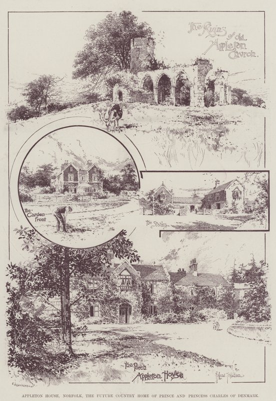 Appleton House, Norfolk, det fremtidige landsted for Prins og Prinsesse Charles af Danmark af Joseph Holland Tringham