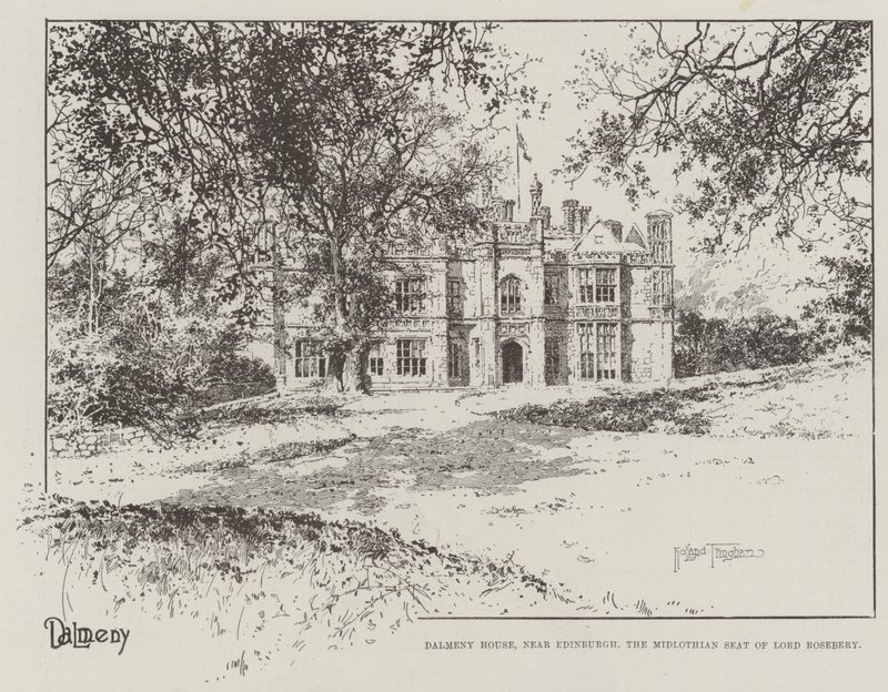 Dalmeny House, nær Edinburgh, Lord Roseberys sæde i Midlothian af Joseph Holland Tringham