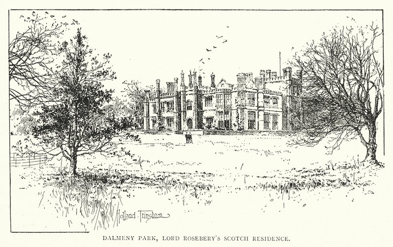 Dalmeny Park, Lord Roseberys skotske residens (litografi) af Joseph Holland Tringham