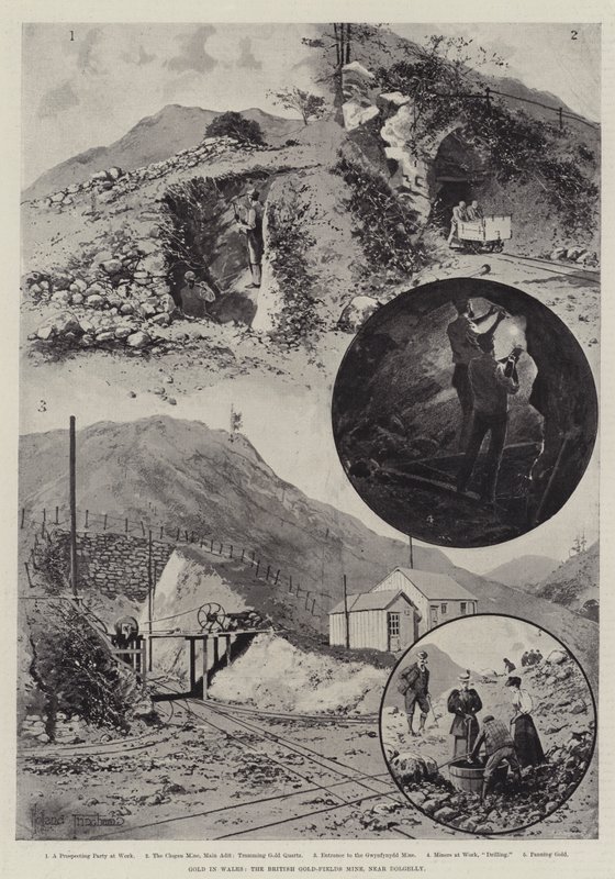 Guld i Wales, den britiske guldfeltmine, nær Dolgelly af Joseph Holland Tringham