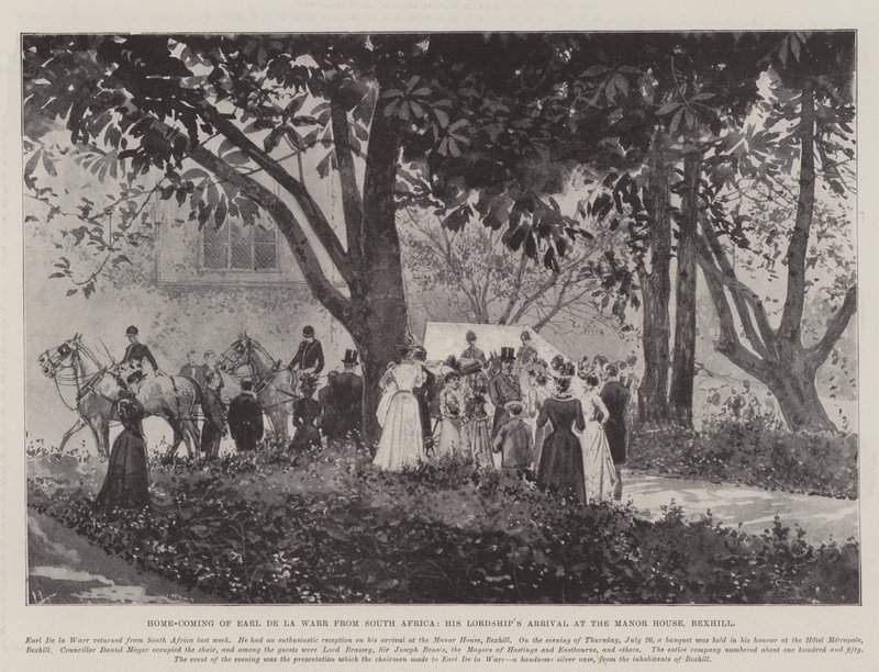 Earl de la Warrs hjemkomst fra Sydafrika, hans herredømmes ankomst til herregården, Bexhill af Joseph Holland Tringham