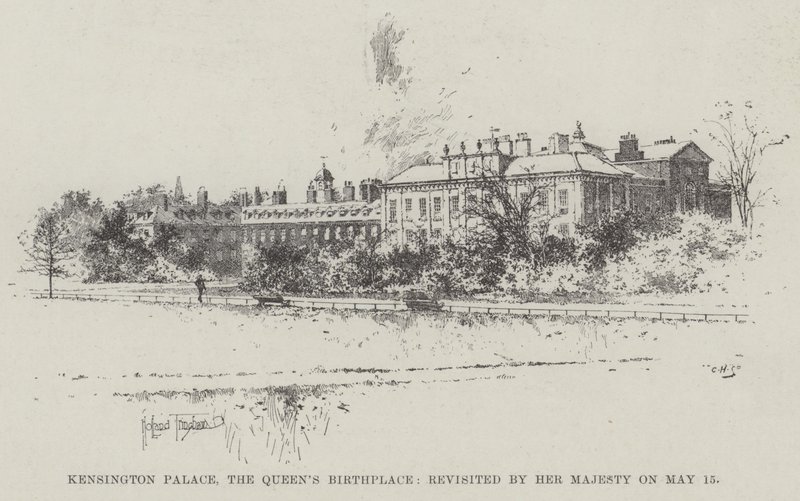 Kensington Palace, Dronningens fødested, genbesøgt af Hendes Majestæt den 15. maj af Joseph Holland Tringham
