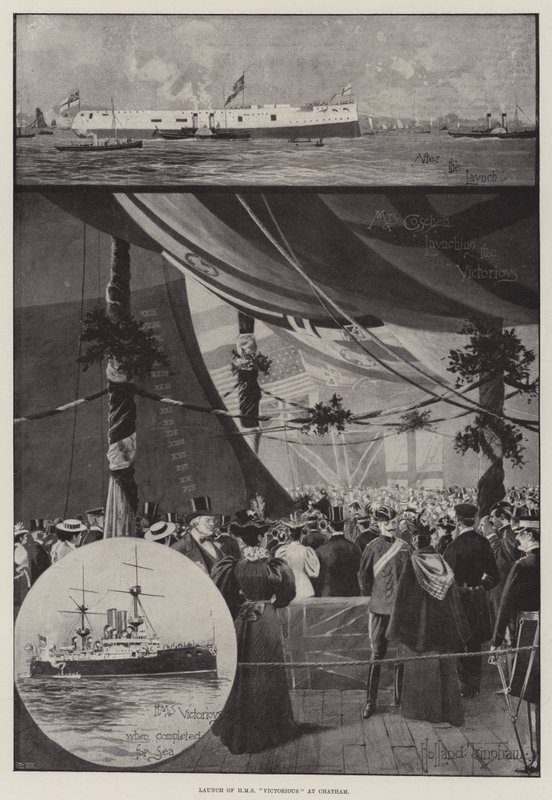 Lancering af HMS Victorious i Chatham af Joseph Holland Tringham