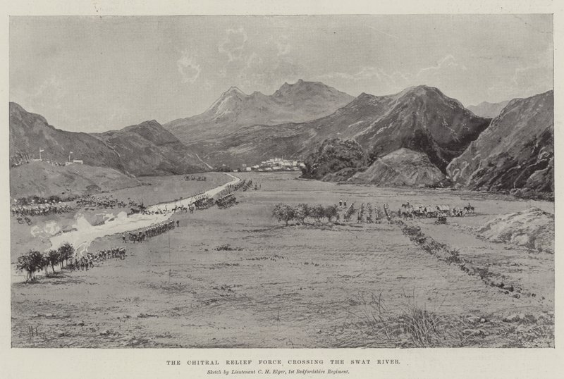 Chitral Relief Force krydser Swat-floden af Joseph Holland Tringham
