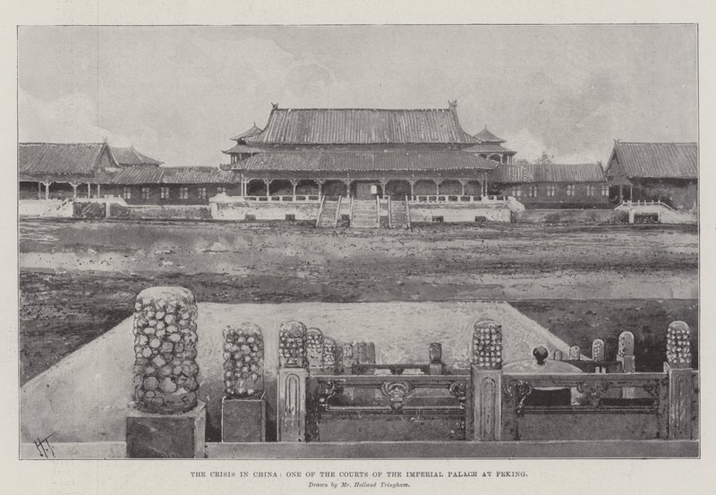 Krisen i Kina, en af domstolene i det kejserlige palads i Peking af Joseph Holland Tringham