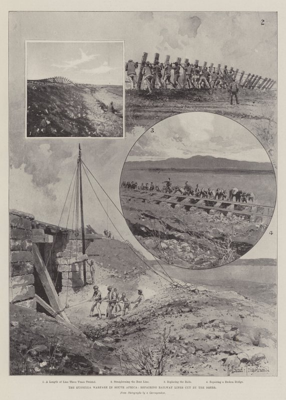 Guerillakrigsførelsen i Sydafrika, reparation af jernbanelinjer skåret af boerne af Joseph Holland Tringham