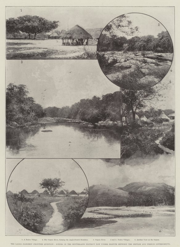 Lagos-Dahomey grænsespørgsmålet, scener i Hinterland District, der nu er under tvist mellem den britiske og franske regering af Joseph Holland Tringham