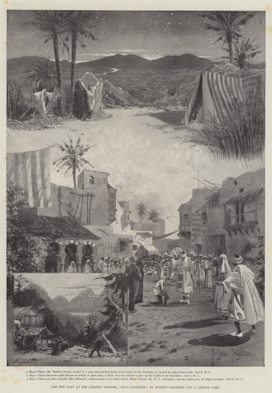 Det nye teaterstykke på Adelphi Theatre, Boys Together, af Haddon Chambers og J Comyns Carr af Joseph Holland Tringham