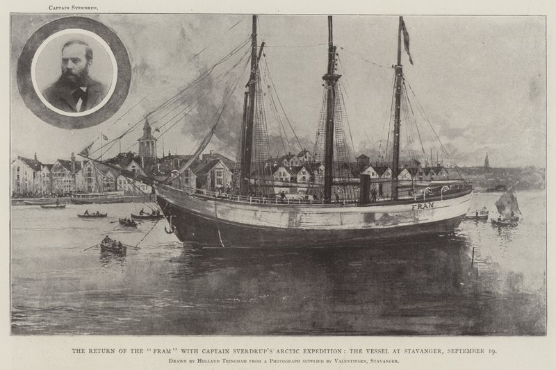 Framens tilbagevenden med kaptajn Sverdrups arktiske ekspedition, fartøjet i Stavanger, 19. september af Joseph Holland Tringham