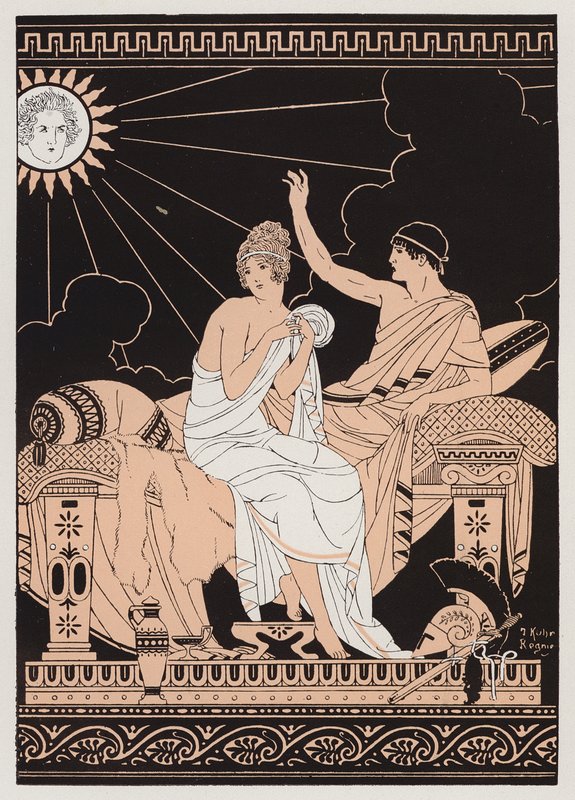 Afrodite og Eros (farvelitografi) af Joseph Kuhn Regnier